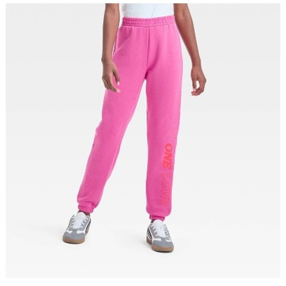 Zion Rootswear Sweatpants Girls Youth L Pink NWT One Love Graphic Joggers